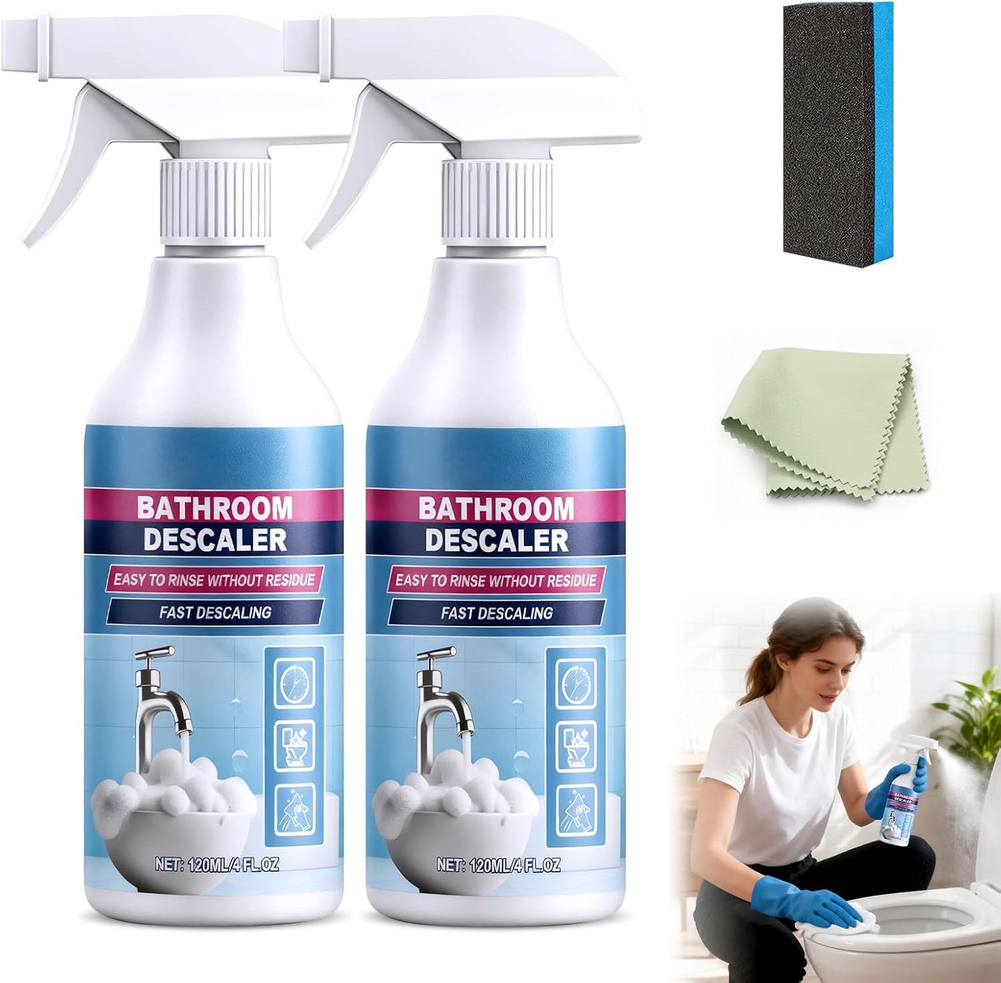 Bathroom Descaler Foam Cleaner, 2025 New Bathroom Descaler, Bathtub Cleaner,Stubborn Stains Cleaner,All Purpose Bathroom Cleaner Foam Spray for Home Kitchen(2pcs)