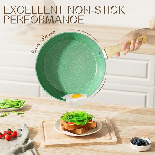 Innerwell Nonstick 11 Inch Skillet, Aluminum, Ergonomic Handle, Non-Toxic, Safe, Healthy, Easy Clean, Suitable for All Stovetops