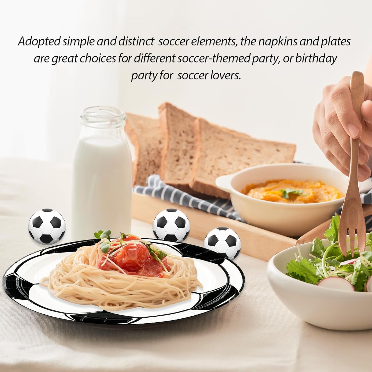50PCS Soccer Plates and Napkins Party Decorations, 7inch Disposable Soccer Themed Birthday Paper Plates and Napkins Tableware Set Sports Party Supplies for Birthday Baby Shower Game Favors