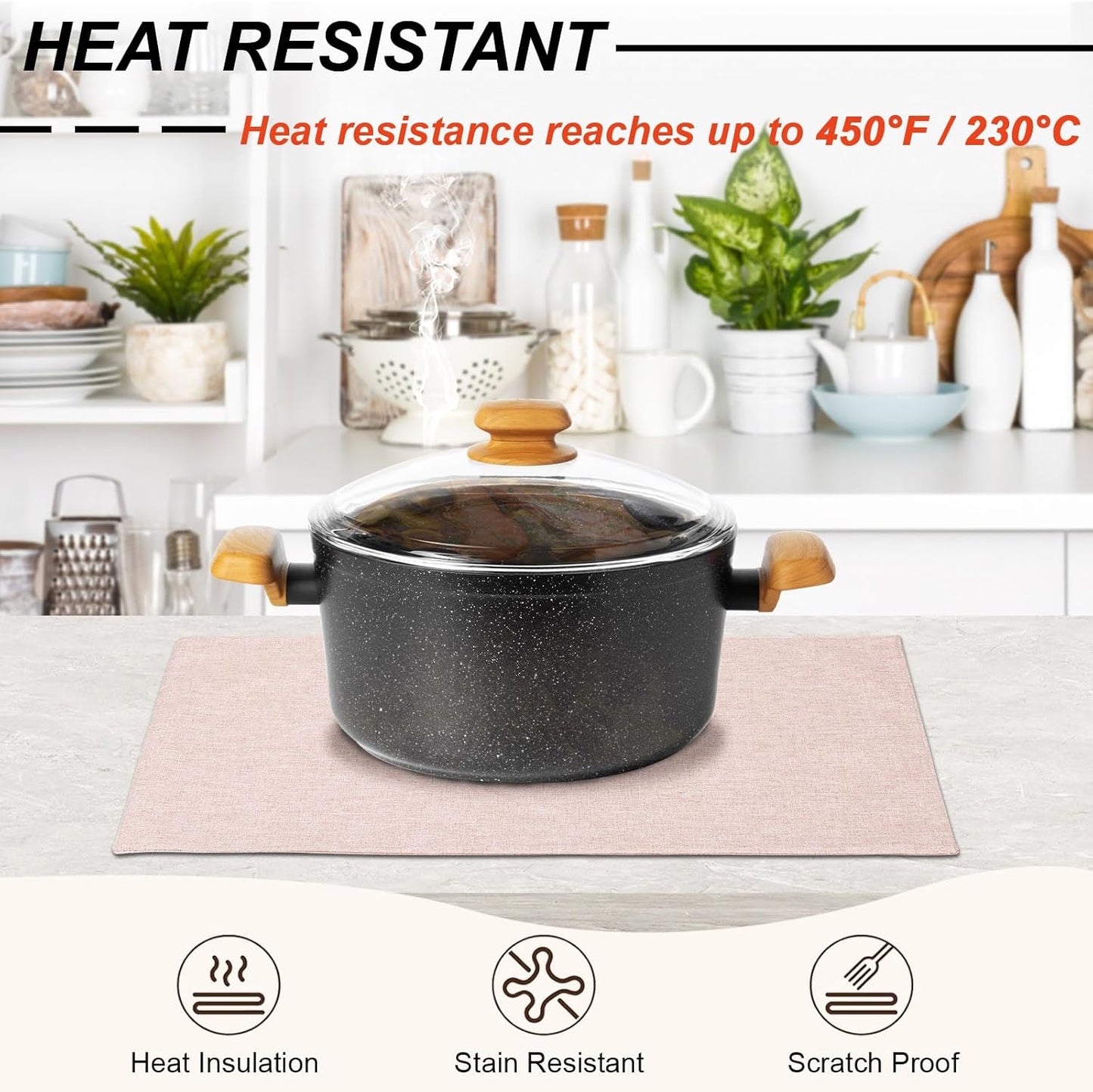 Cloth Placemats Set of 4, Cotton Linen Blend Machine Washable Double Layered Durable Place Mats Heat Resistant Placemats Wrinkle Free Thick Fabric Dining Table Mats (Light Linen, 4)