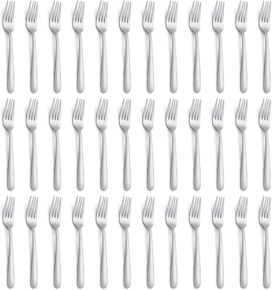 36 Piece Salad Forks, 7 Inch Small Forks in Stainless Steel mirror polished and Dishwasher Safe, Used For Tasting Cakes and Fruits