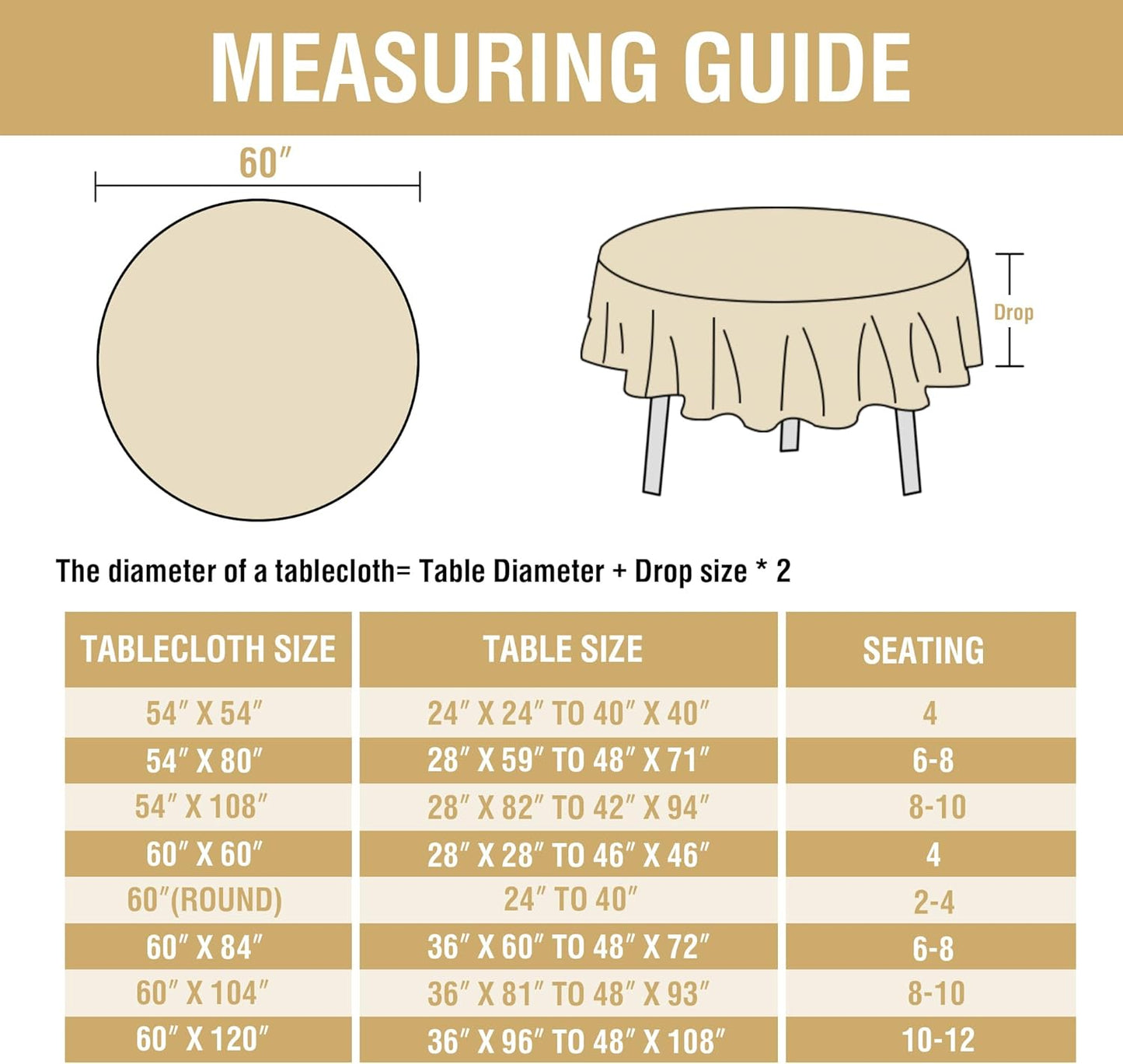 H.VERSAILTEX Linen Table Cloths Round 60 Inch Premium Tablecloth Spill-Proof Waterproof Table Cover for Dining Buffet Feature Extra Soft and Thick Fabric Wrinkle Free, White