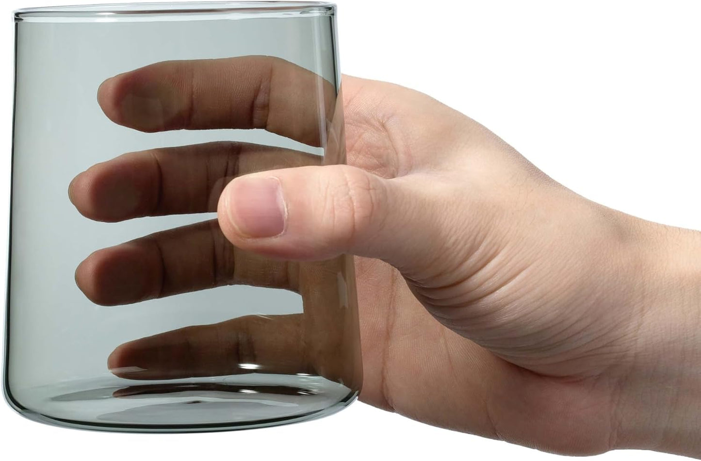 Joseph Sedgh Collection Smokey Grey Glass Tumbler Set of 4 – 16.5 oz Borosilicate Glassware – Durable, Lead-Free, Dishwasher Safe – Modern Grey Drinking Glasses for Home