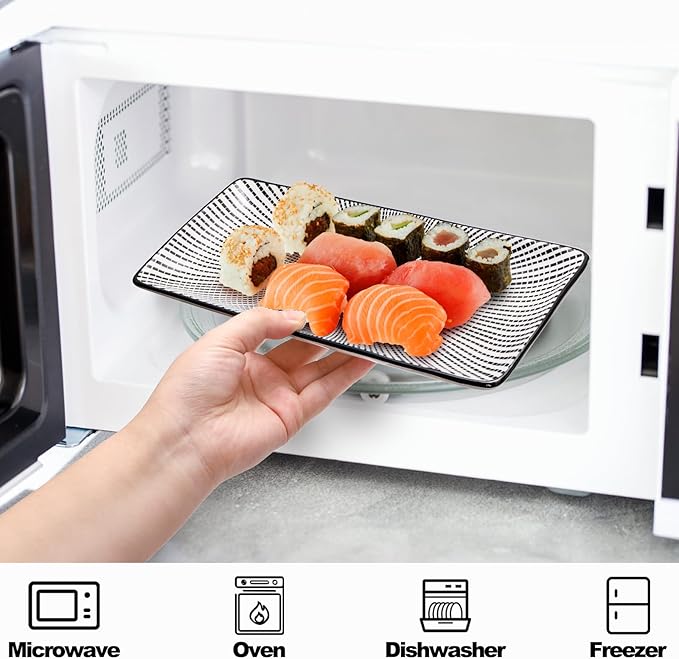 8 Pcs Sushi Plate Set, Ceramic Sushi Serving Set for 2, Japanese Sushi Dinnerware for Wedding Housewarming, Includes 2 Serving Dishes, 2 Sauce Bowls, 2 Pairs of Chopsticks, 2 Chopstick Holders