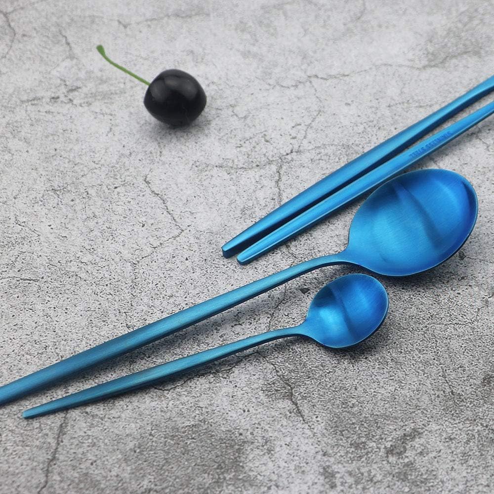 JASHII Silverware Set, 36 Piece Food Grade Stainless Steel Flatware Set Fork Spoon Knife Utensils for Daily Use and Party, Service for 6 Anti Rust, Safe in Dishwasher (Matte Blue)