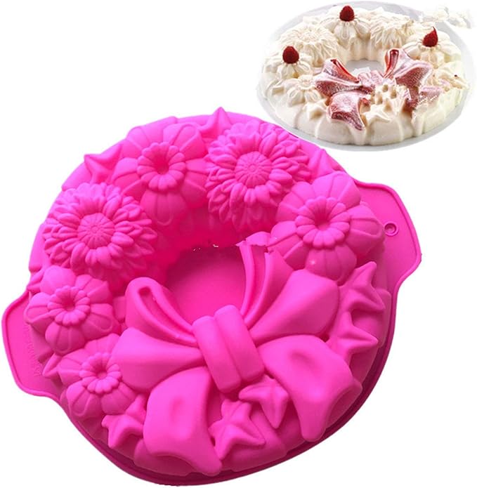 FantasyDay 11.5'' Bow Tie Flower Cake Mold Silicone Baking Molds Party Cake Bakeware for Your Birthday Dessert, Cake, Bread, Tart, Pie, Flan and More #3