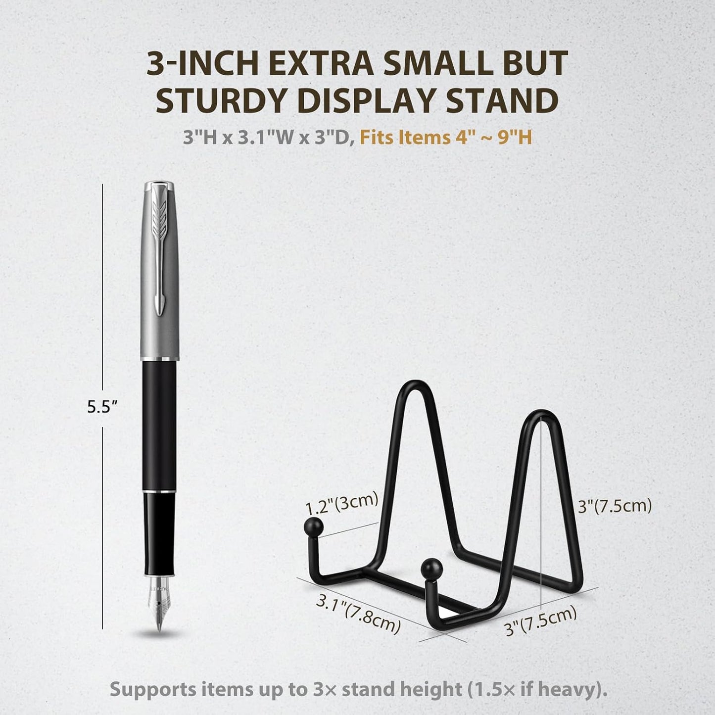 LIONWEI LIONWELI Plate Display Stand Easel Holders - 3" Tabletop Metal Stands for Small Decorative Plates, Photos & Picture Frames - Black, 4-Pack