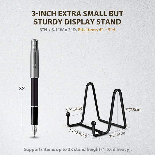 LIONWEI LIONWELI Plate Display Stand Easel Holders - 3" Tabletop Metal Stands for Small Decorative Plates, Photos & Picture Frames - Black, 4-Pack