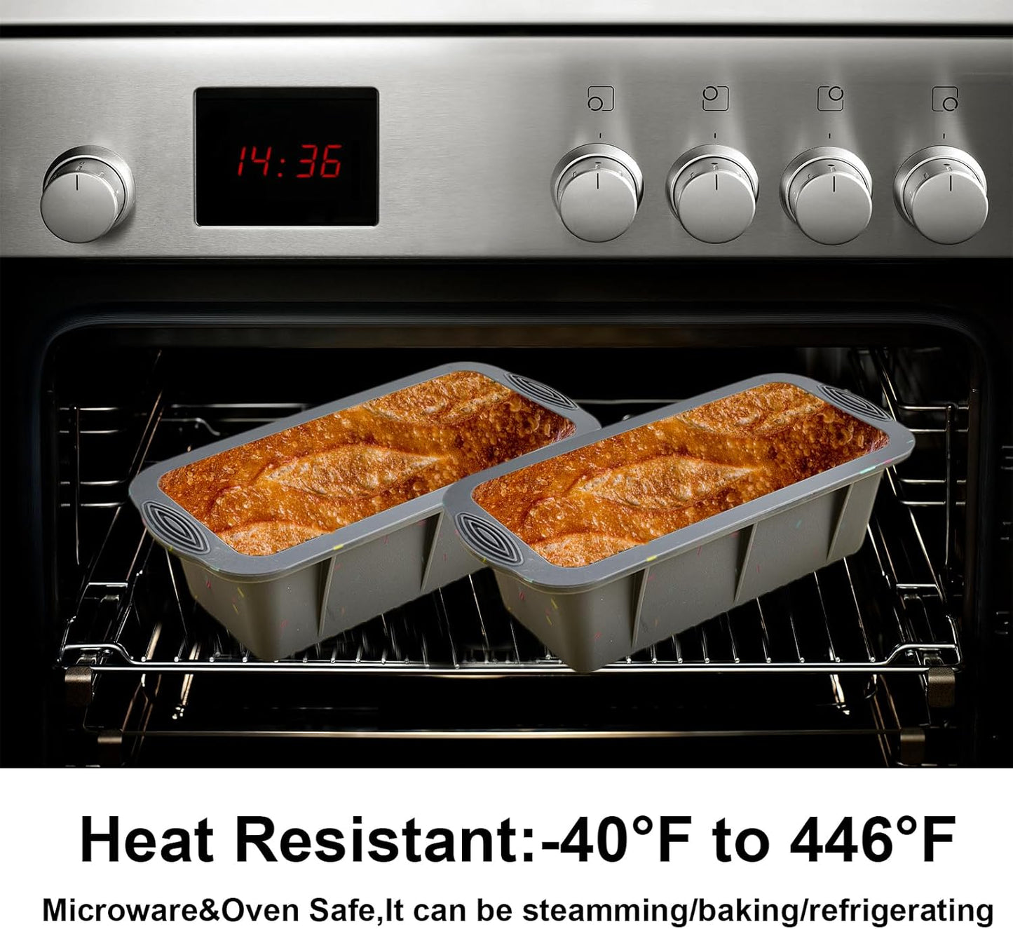 Silicone Bread Loaf Pan Set of 2, Non-Stick Easy Release Rectangle Cake Bakeware, BPA Free, For Oven, Homemade Bread, Toast, Brownie, Meatloaf