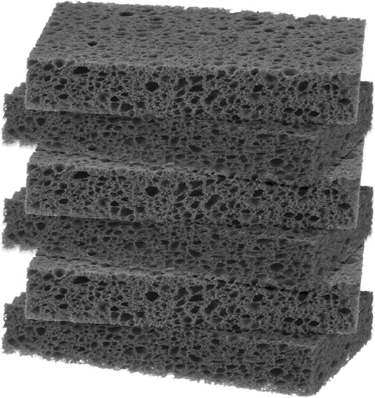 6-Pack Kitchen Sponges, Condense Eco Cellulose Non-Scratch Scrub Heavy Sponge for Kitchen/Household/Bathroom, Clean Tough Messes Dish Scrubber [Black]