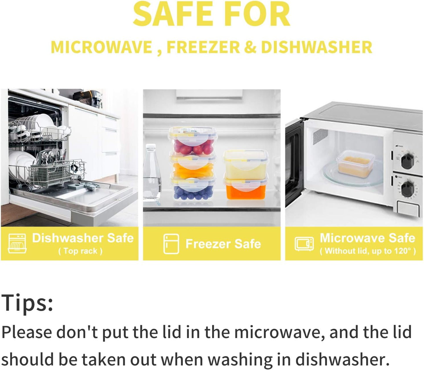 KIGI 4 PACK 6OZ Small Plastic Food Storage Container Set Portion Control Mini Bento Box Leaf-proof To-go Container with Lids