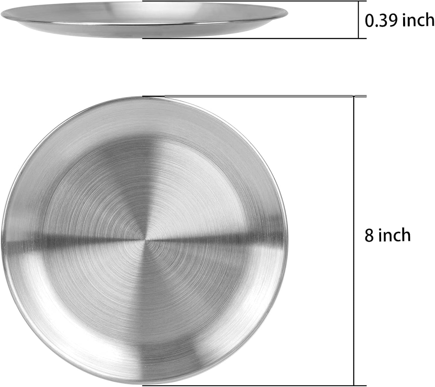 Reusable Brushed Metal Dinner Plates-Stainless Steel Round Plates,Dinner Plate Dish Heavy Duty Kitchenware Round Metal Plates | Dishwasher Safe |Use for BBQ Steak (8 Inch 5 Pack)