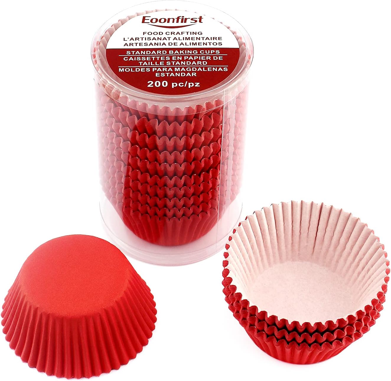 Eoonfirst Standard Size Baking Cups New Year Party Cupcake Liners 200 Pcs (Red)