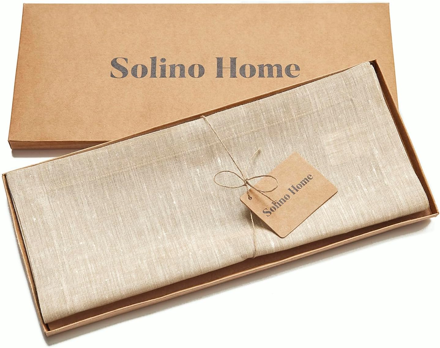 Solino Home Linen Table Runner 144 Inches Long - Athena, 100% Pure Linen Champagne Beige 14 x 144 Inch Table Runner for Dining, Fall, Autumn, Thanksgiving, Christmas