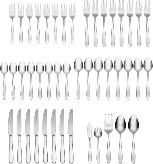 Oneida H037045Awwm Mooncrest 45 Piece Everyday Flatware Set, Service For 8