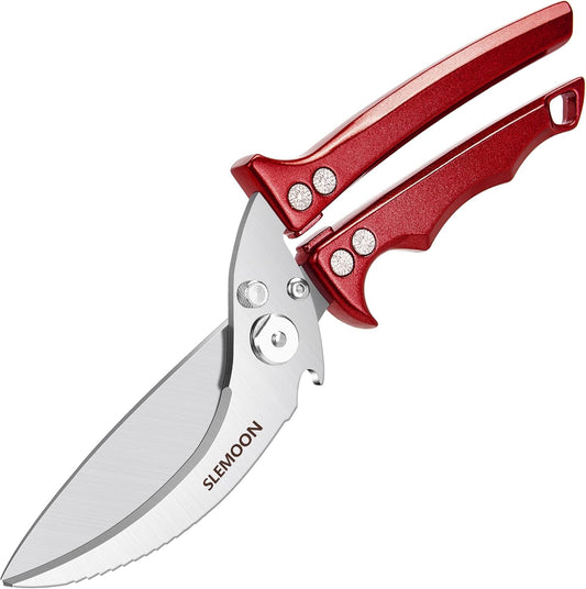 Heavy Duty Poultry Shears Meat Cutting Dishwasher Safe and Food Stainless Kitchen Shears Kitchen Scissors for Chicken Turkey Thanksgiving,Gift Box,burgundy