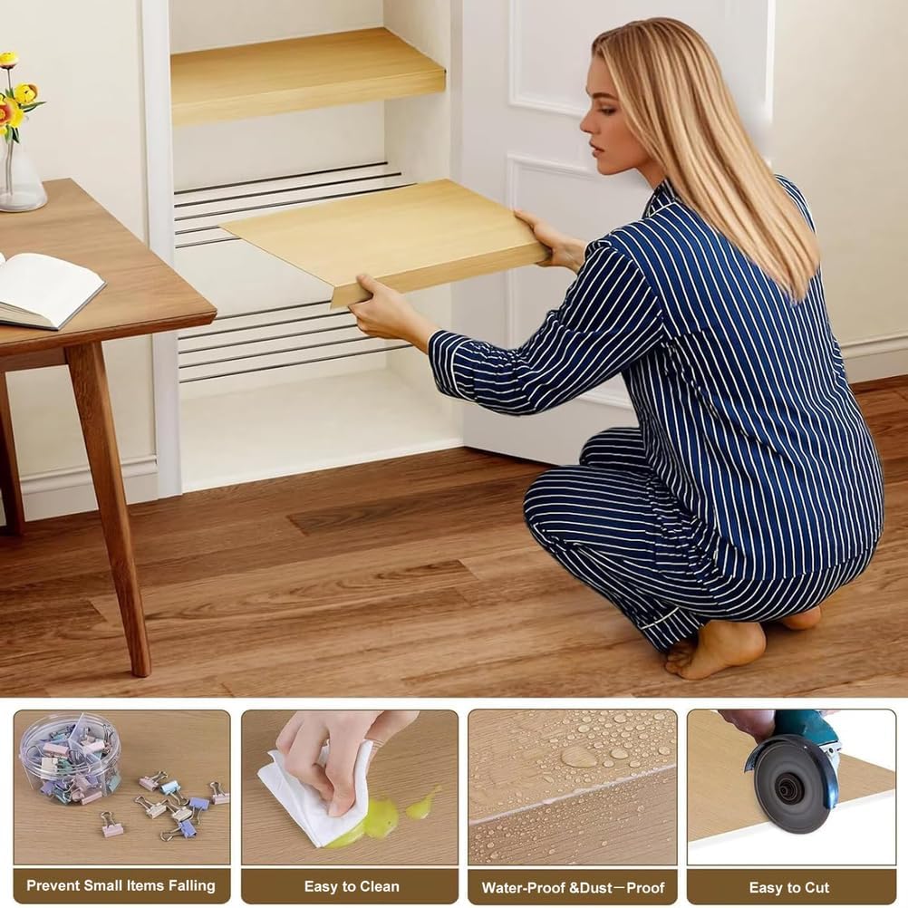 4 Pcs Wire Rack Covers, PVC Wire Shelf Cover for Pantry, Removable Closet Decoration Shelf Liners with Corner Guards for Kitchen Bathroom Office Shelving, Durable Shelves Easy Install,Beige