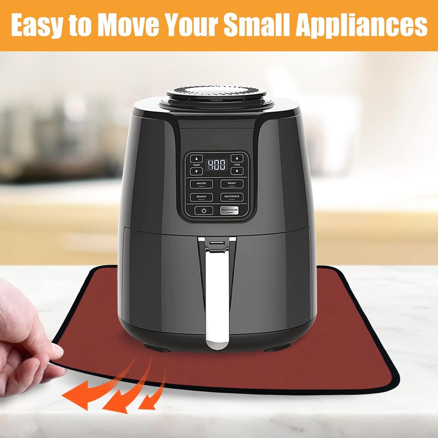 Heat Resistant Mat for Air Fryer, 15 x 18in Heat Resistant Mat for Countertop, Fireproof Silicone Countertop Protector Appliance Slider Mat for Air Fryer, Coffee Maker, Toaster, Oven (Red)