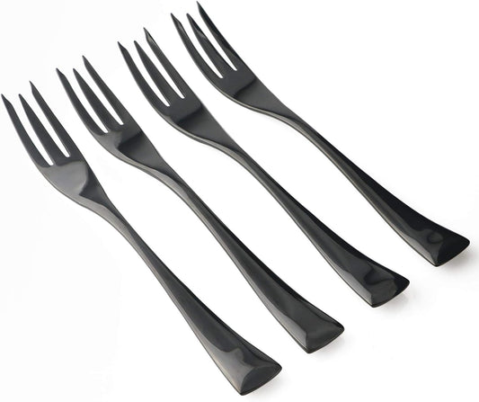 4-Pieces 18/10 Stainless Steel Seafood Cocktail Appetizer Fish Fork Set, Mirror Polishing Black