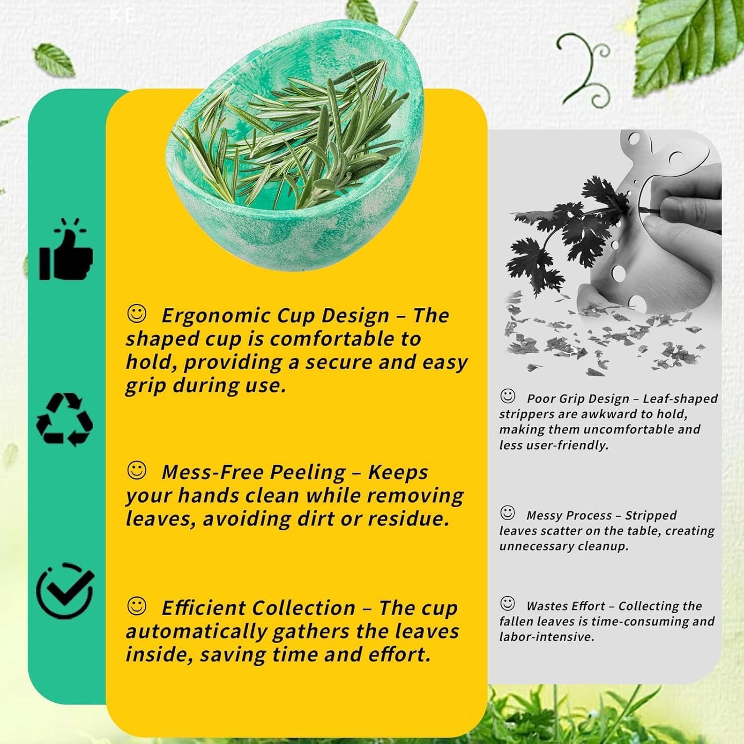 Herb Stripper Bowl, Handmade Ceramic Herb Peeling Bowl, Multiple Hole Sizes for Easy Leaf and Stem Separation, Durable and Dishwasher Safe Herb Stripping Tool for Kitchen Cooking-Green