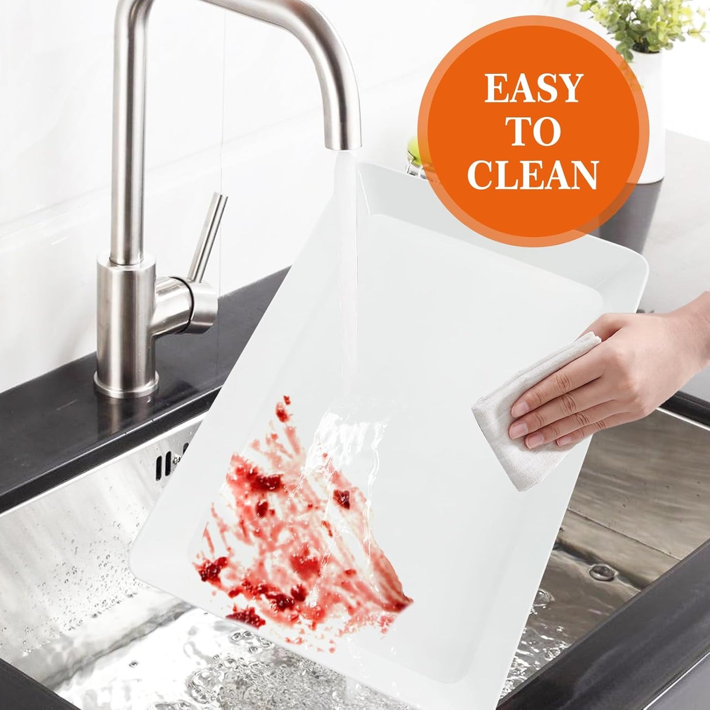 Serving Tray Platter, 4 Pcs Food Tray for Veggie Fruit Snack Dessert Cookie Cheese, Food Trays for Party Supplies Display, Plastic Platters for Serving Food, Large White Trays, BPA Free