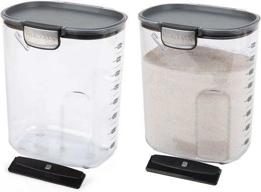 Progressive International ProKeeper+ Clear Plastic Airtight Food Baker's Kitchen Storage Organization Container Canister Set with Magnetic Accessories, 2- Piece Set (Flour 4-Quart)