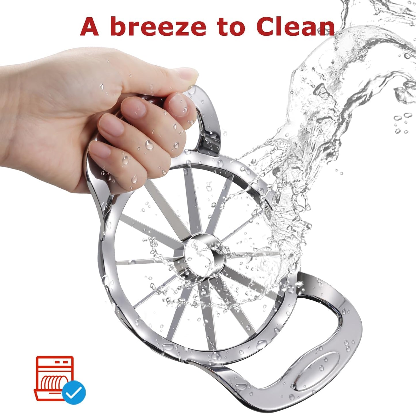 Apple Slicer, AMOHEE 12 Slice Heavy Duty Stainless Steel Apple Slicer and Corer with 3 Forks and a Cleaning Brush