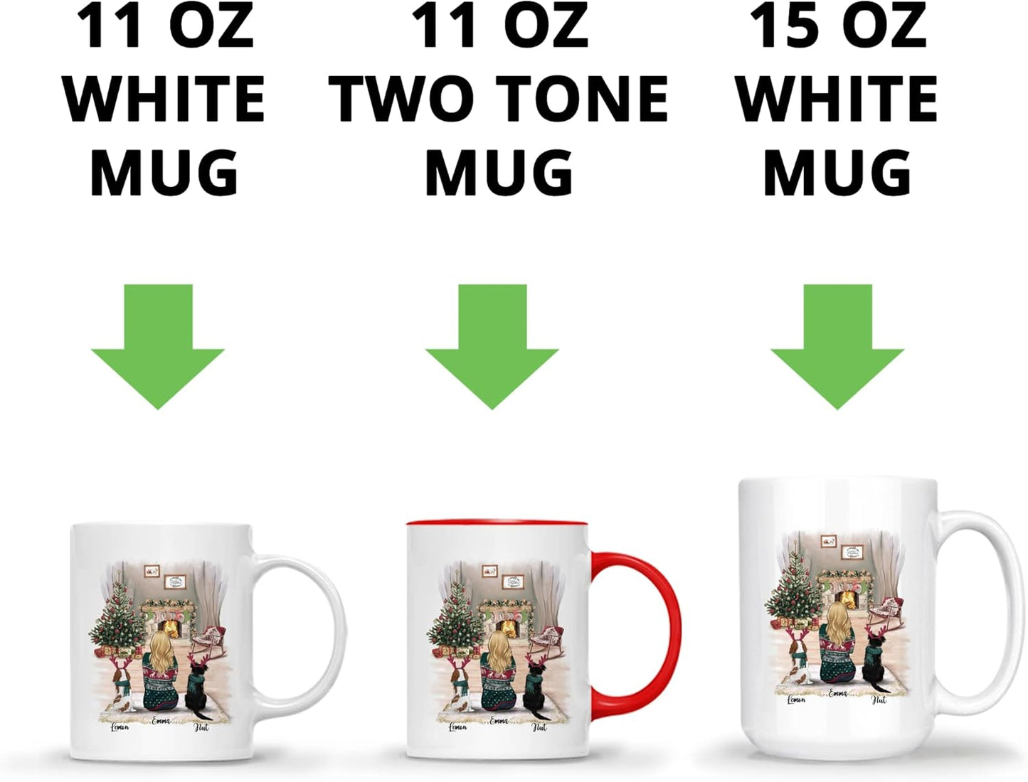 Gossby Personalized Dog Mug - Life is Better with Dogs (Girl - 2 Dogs) - 11oz, 15oz White, Two-tone Customized Christmas Coffee Mugs for Women - Personalized Gifts for Dog Mom on Christmas