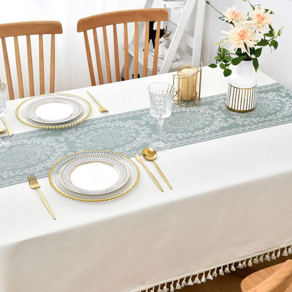 Heavy Duty Cotton Linen Table Cloth for Square Table Farmhouse Vintage Tablecloth Washable Rustic Table Cover (Flowers, 52x52 inch)