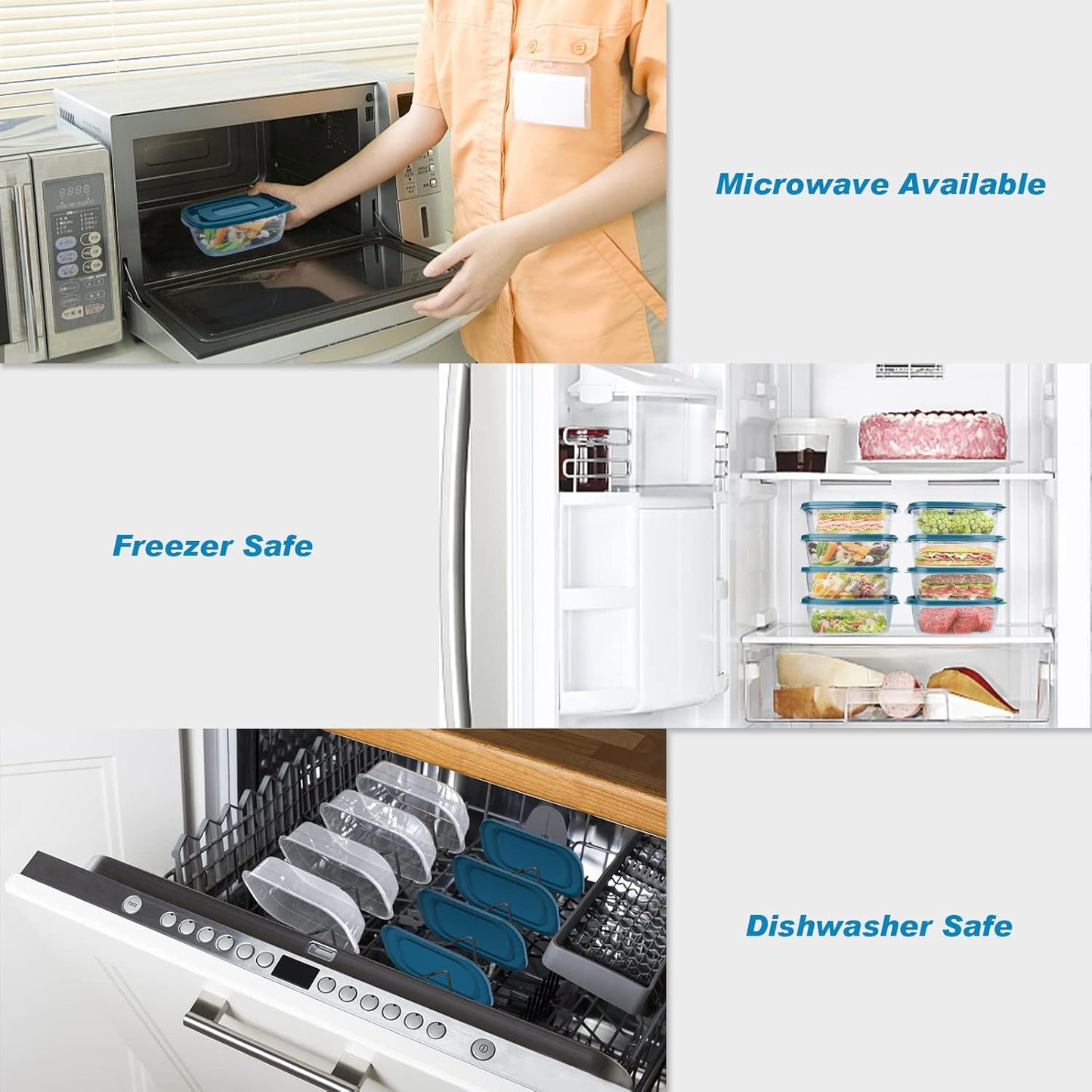 20PCS Rectangle Plastic Portion Box Sets with Lids.Food Storage Box,Container Sets,Food Storage,Food Containers,Plastic Container,use for School,Work and Travel,0.53 Quarts Per Box.