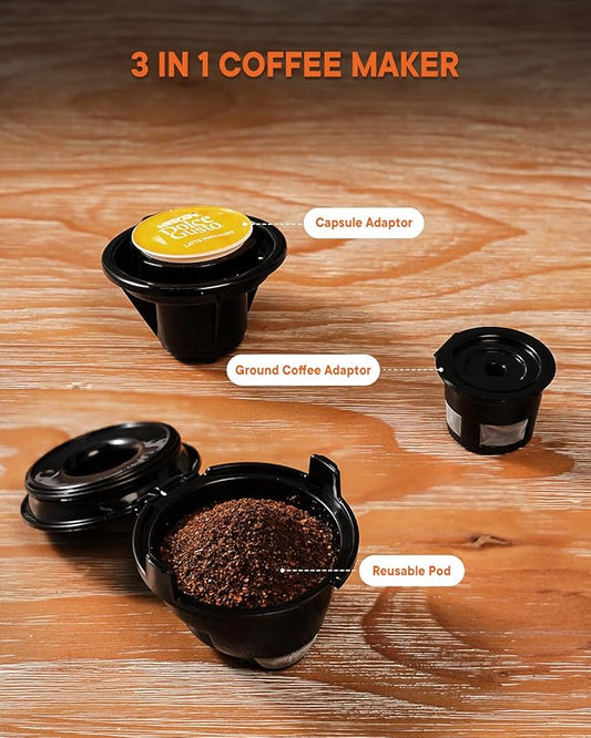 SHARDOR 3 in 1 Single Serve Coffee Machine, K Cup Coffee Maker Compatible with Ground Coffee & Teas, 6 to 14oz Brew Sizes, 40oz Removable Water Tank, Descale Settings, White