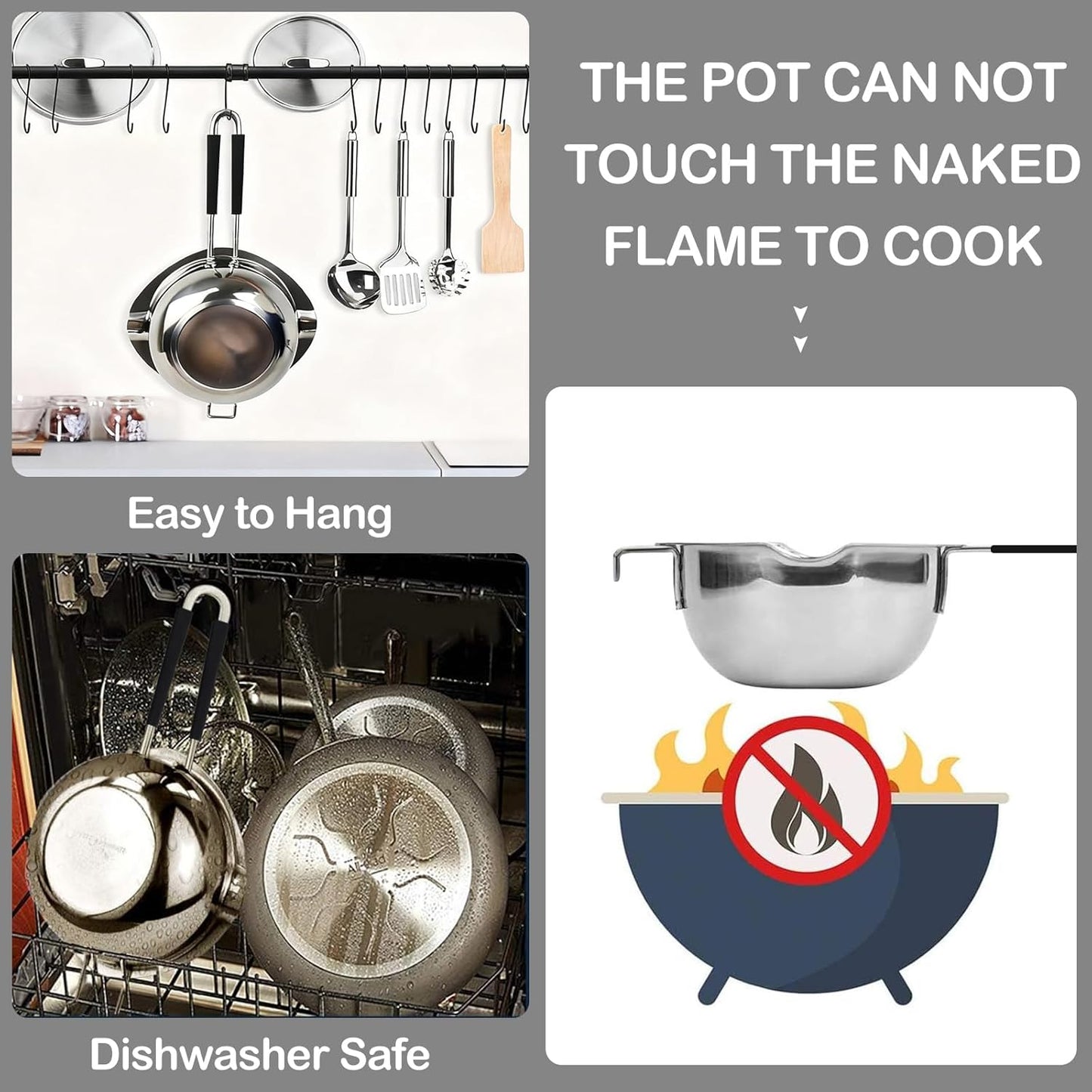 1200ML/1.1QT Double Boiler Pot With 2 Pack of Silicone Chocolate Bar Molds, Stainless Steel Chocolate Melting Pot with Non-Stick Chocolate Molds for Dubai Pistachio, Candy, Snacks