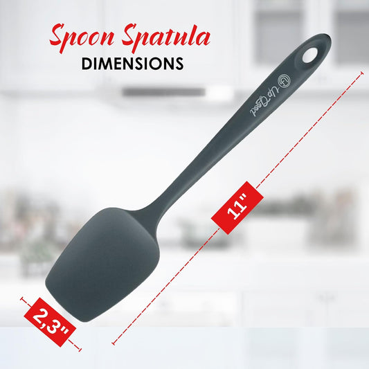 Silicone Spoon Spatula - 600ºF Heat-Resistant Non-Stick Rubber Spoonula | Use as Silicone Kitchen Scraper Utensil - Baking and Cooking Strong Stainless Steel Core | UpGood Kitchen Utensils, (Grey)