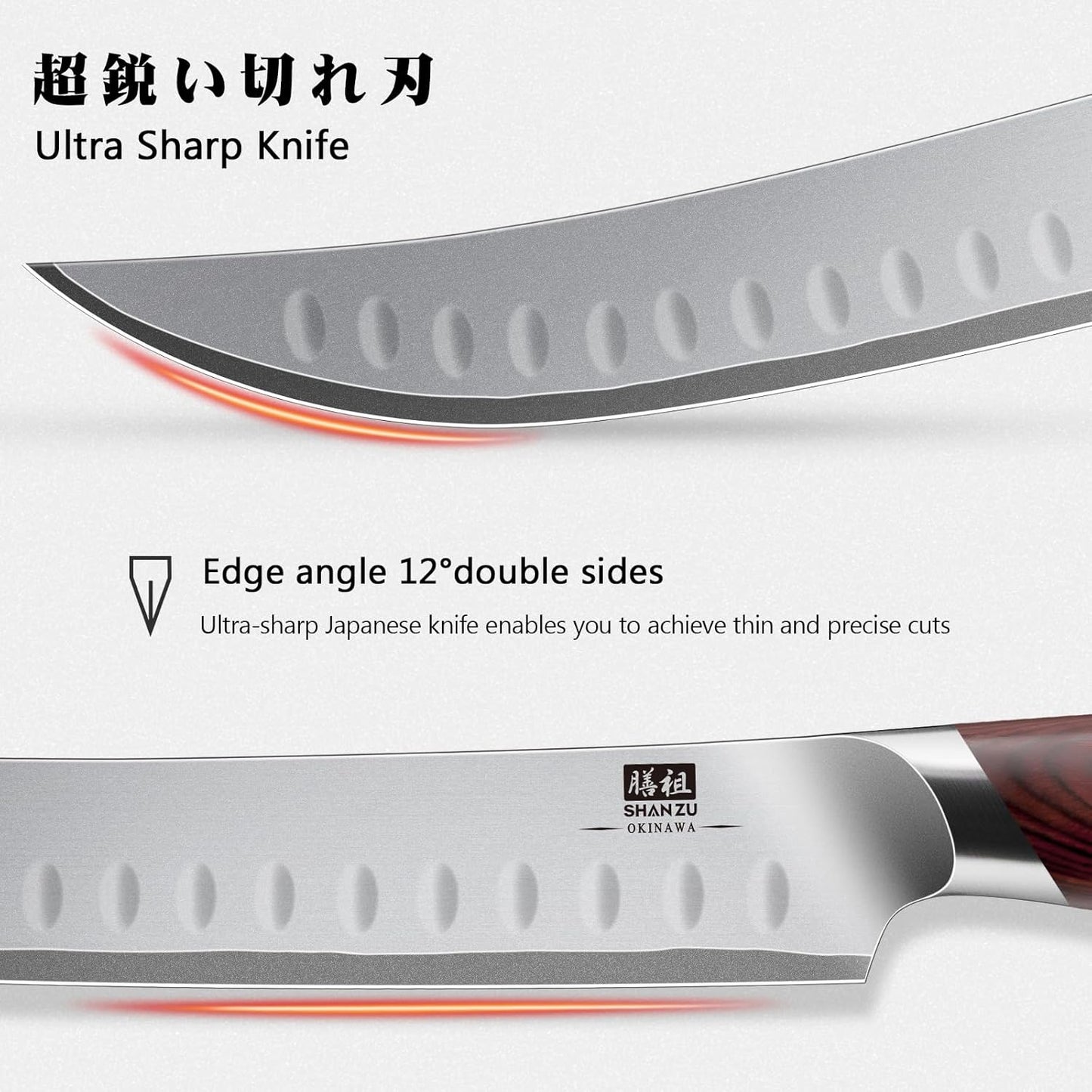 SHAN ZU Brisket Slicing Knife, 11.6 Inch Carving Knife Japanese High Carbon 10Cr15Mov Stainless Steel, Professional Ultra Sharp Meat Cutting and BBQ knife with Ergonomic Pakkawood Handle
