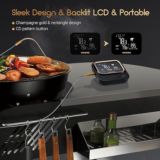 INKBIRD 5GHz/2.4GHz WiFi & Bluetooth 5.1 Meat Thermometer, 6 Probes WiFi Meat Thermometer for Smoking Grilling Wireless Meat Probe for BBQ Oven