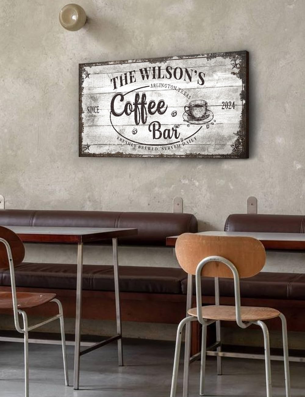 IPIC - Custom Coffee Bar Sign, Personalized Canvas Wall Art with Family Name, Vintage Coffee Station Decor, Canvas Prints Gift for Family Friend