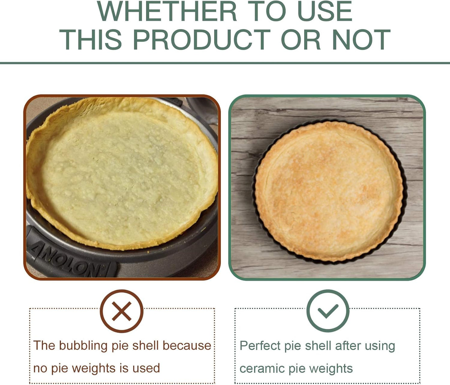 Baking Pie Crust Weights, Reusable Natural Ceramic Pie Weights for Blind Baking Perfect Pie Skin with Wheat Straw Container (1.5 LB)