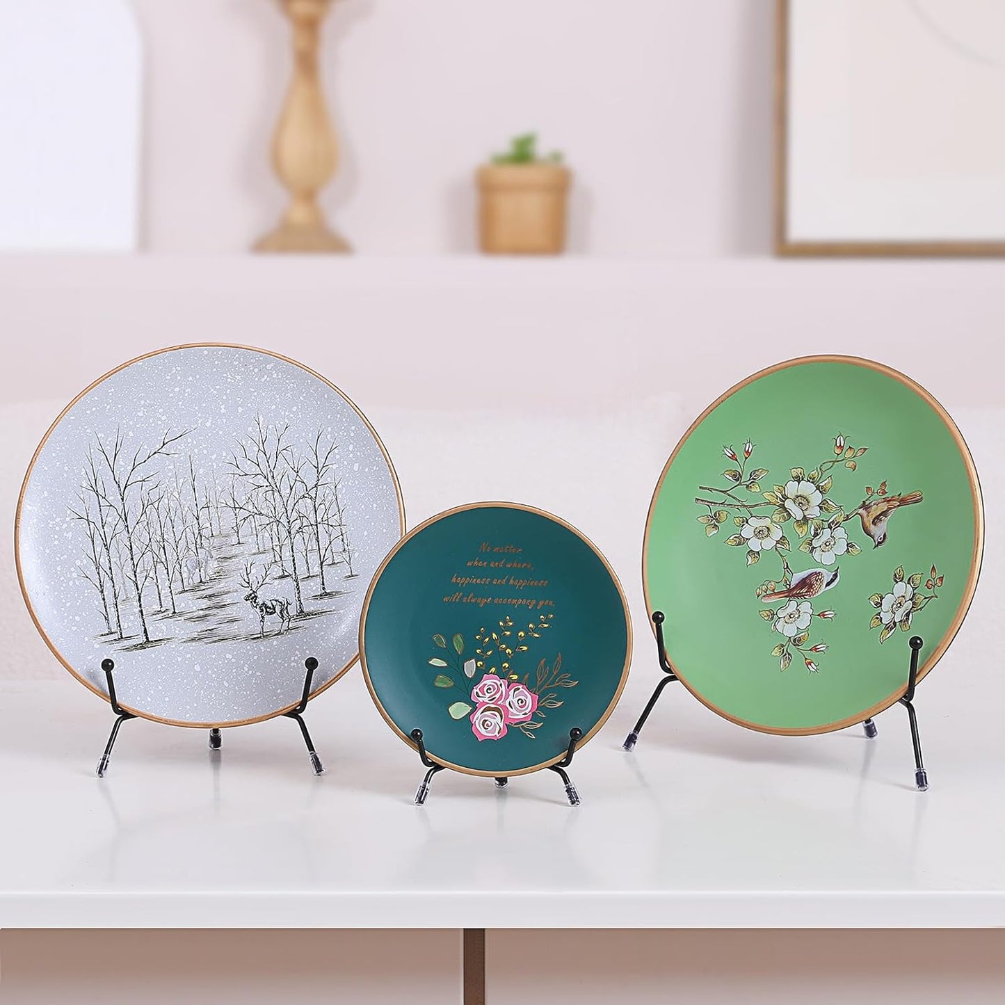 10 Pack Upgraded Plate Display Stands, 4 6 8 Inch Anti-Slip Iron Plate Holder, Compatible 3 to 12 Inch Decorative Plates, Photo Holder Stands, Book Display Stands and Artworks