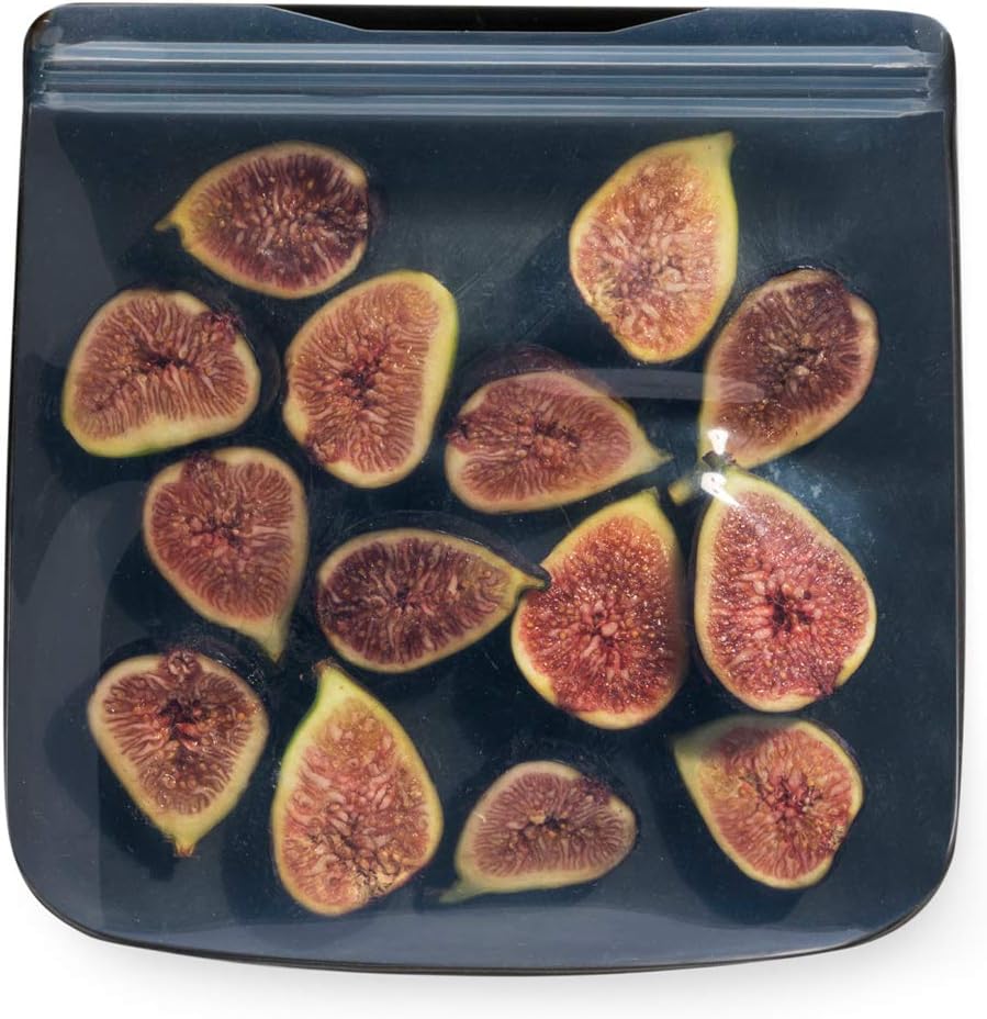 W&P Porter Silicone Reusable Storage Bag, Sandwich (34oz Flat), Charcoal, Food Storage Container, Microwave and Dishwasher Safe, Easy Cleaning