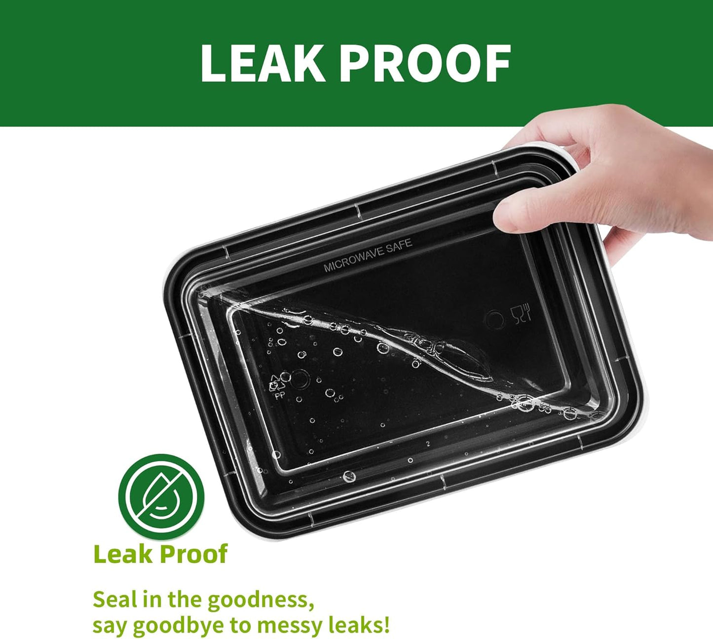 Meal Prep Containers, 50 Pack 58oz (100-Piece) Disposable Take Out Food Storage Containers with Leakproof Lids, Large Plastic To Go Lunch Boxes, BPA Free, Microwave/Dishwasher/Freezer Safe