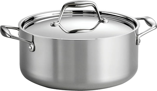 Tramontina Signature Tri-Ply Clad Stainless Steel 5-Quart Dutch Oven Pot with Lid, Induction-Ready, Dishwasher-Safe, NSF-Certified, Made in Brazil