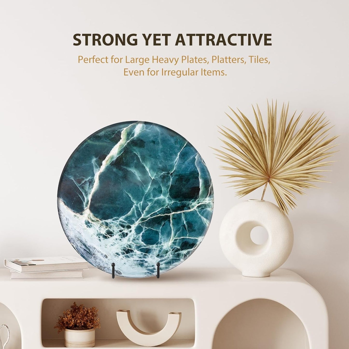 Plate Holder Large Display Stand - 2 Pack 12 Inch Oversized Plate Stands for Display Heavy Duty Artwork - Extra Big Metal Tabletop Easel for Decorative Platter | Picture Frame | Plaque | Book - Black