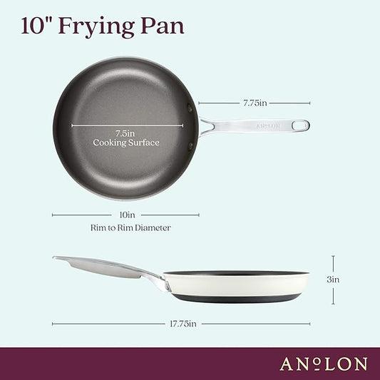 Anolon Achieve Hard Anodized Nonstick Frying Pan/Skillet, 10 Inch, Cream