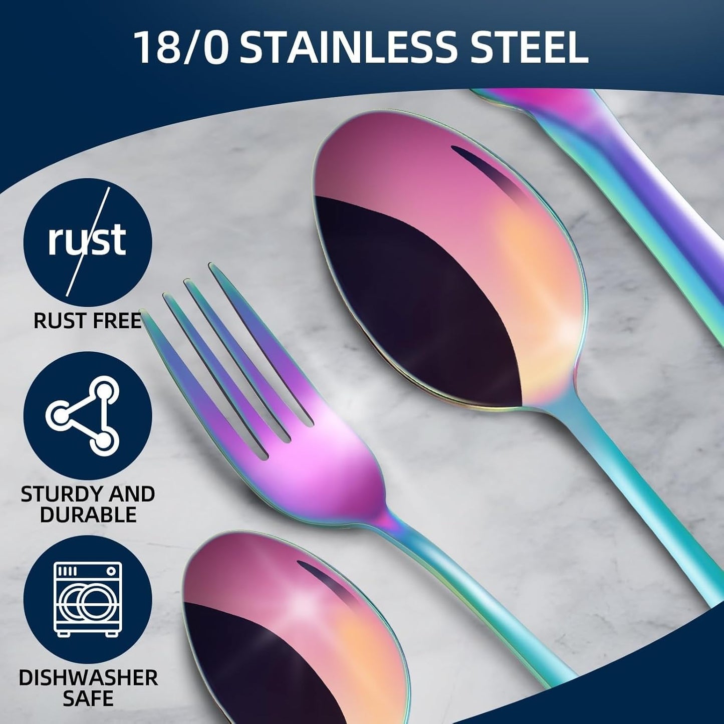 30 Piece Silverware Set, Flatware Cutlery Set for 6, 18/0 Stainless Steel Silverware, Durable Home Kitchen Eating Tableware Set,Restaurant, Wedding, Party,Dishwasher Safe