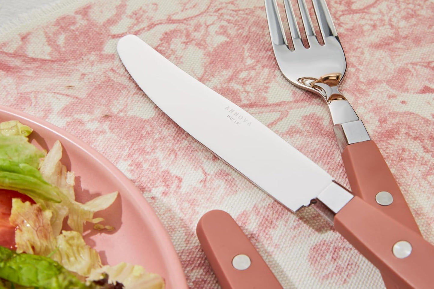 ANNOVA Silverware Set, Retro/Rivet Colorful Stainless Steel Tableware Kitchen Flatware Set Utensils, Includes Dinner Knives, Forks, Spoons, Salad Forks & Dessert Spoons (Brown, 20 Pieces)