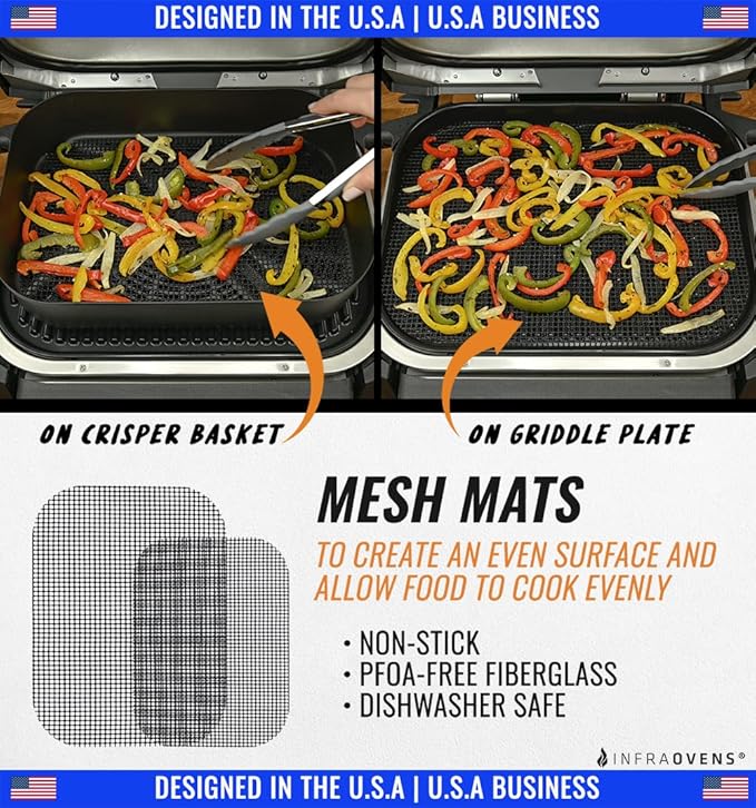 Grill Liners for Ninja Woodfire Outdoor Grill and Smoker, Reusable Mats for OG701 OG751 7-in-1 Outdoor Electric Wood Fire Master Grill and Air Fryer Accessories, Dishwasher Safe by INFRAOVENS