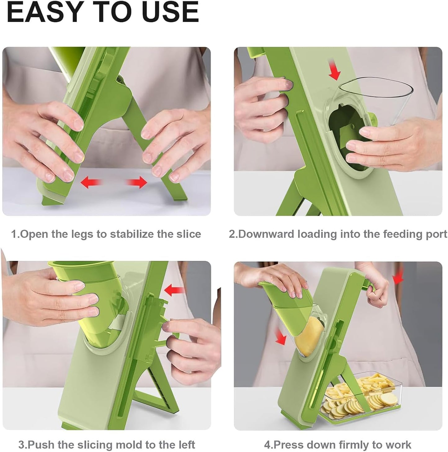 Mandoline Slicer for Kitchen, Mandoline Slicer Safe Multifunctional Dicer Adjustable Commercial Slicer Machine Stainless Steel Chopper