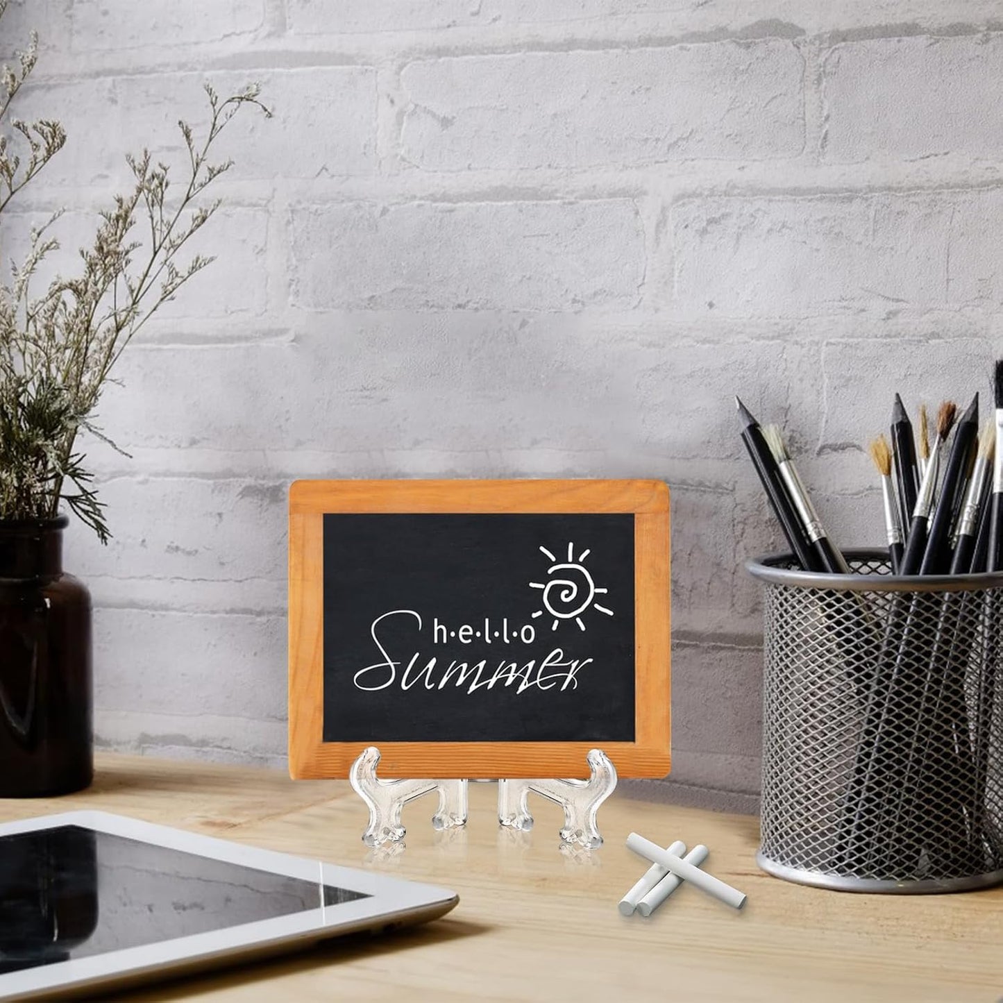 5 Inch Black Acrylic Book Stand 2pcs Dark Display Easel for Cookbooks Office Name Plates Photo Frames Shelf Decor Minimalist Home Kitchen Holder