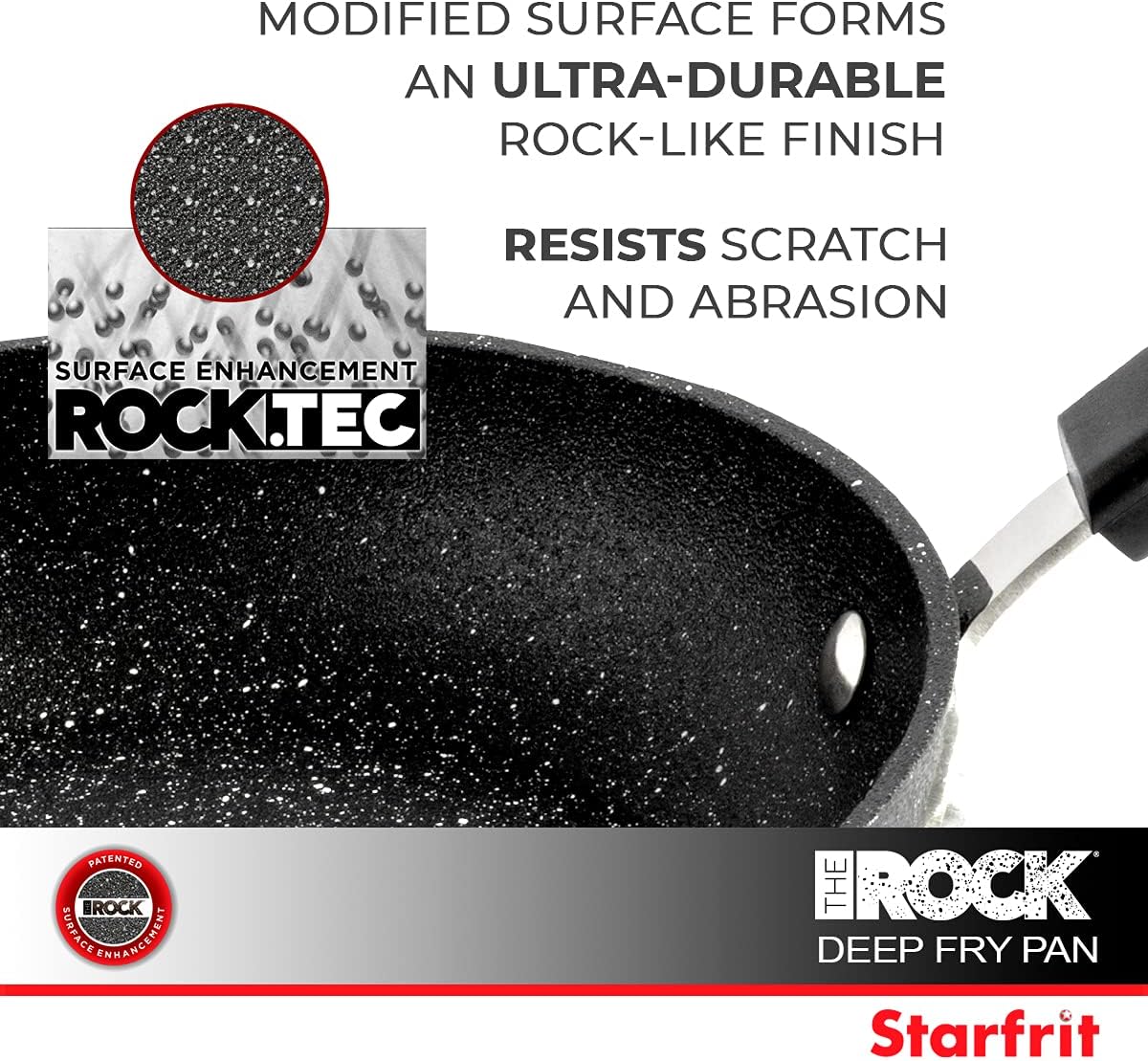 Starfrit The Rock Classic 11" (28cm) Non-Stick Deep Fry Pan with Helper Handle - Durable Forged Aluminum - Oven Safe - PFOA Free - Easy to Clean