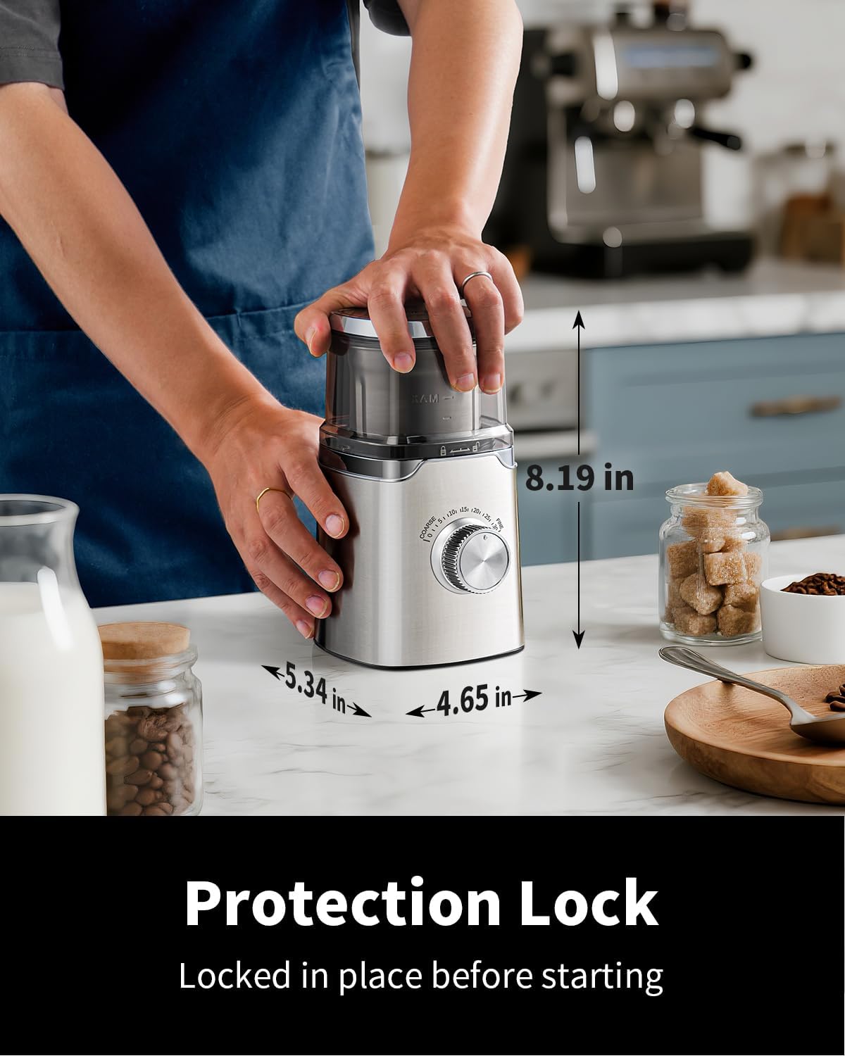 SHARDOR Electric Blade Coffee Grinder, Timed Grind Control Rotary Knob, All-stainless steel shell,Adjustable,for Coffee Beans, Spices & Herbs, with 1 Removable Stainless Steel Bowl,Sliver